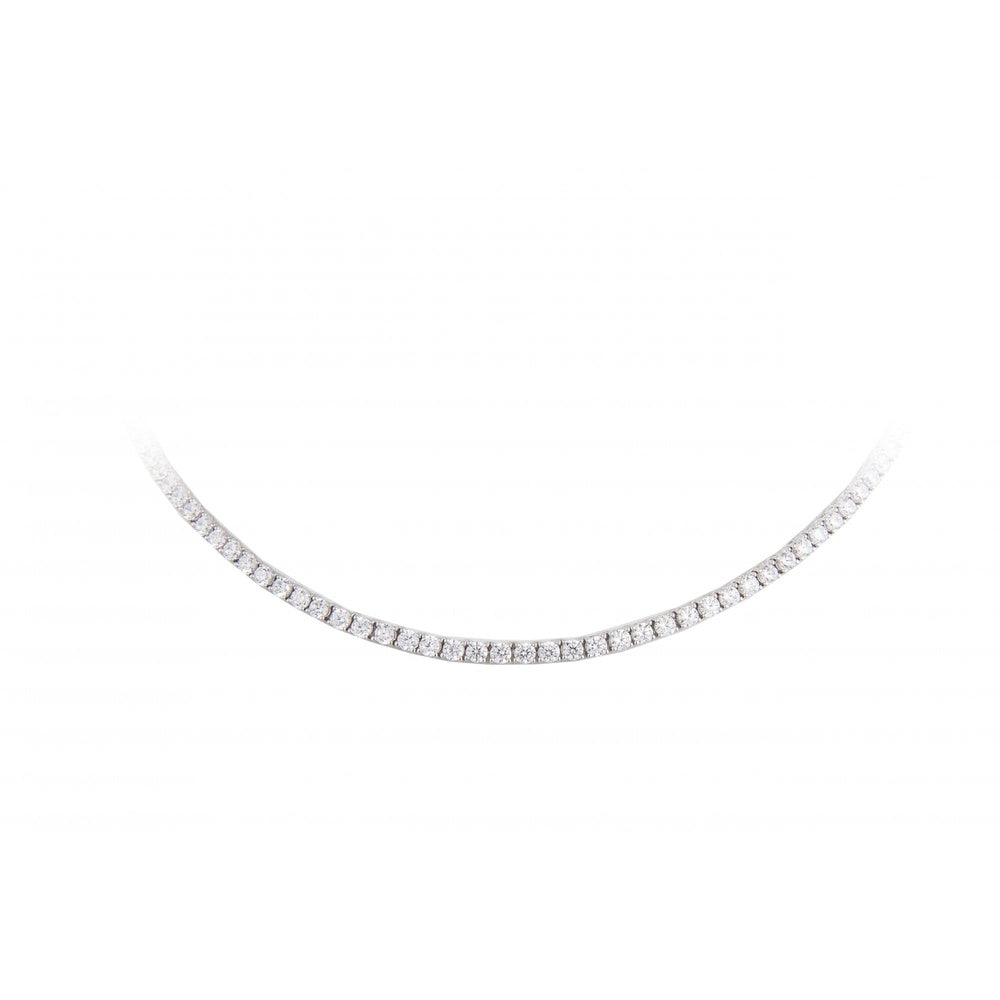 STERLING SILVER ZIRCONIA CLAW SET TENNIS NECKLACE 45CM