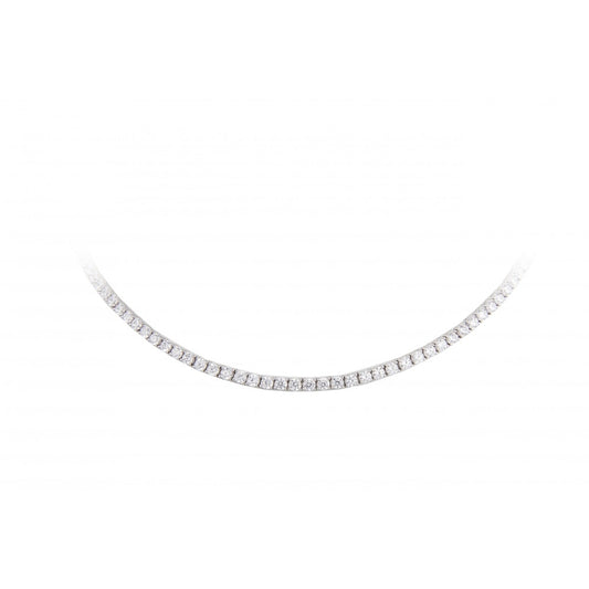 STERLING SILVER ZIRCONIA CLAW SET TENNIS NECKLACE 45CM