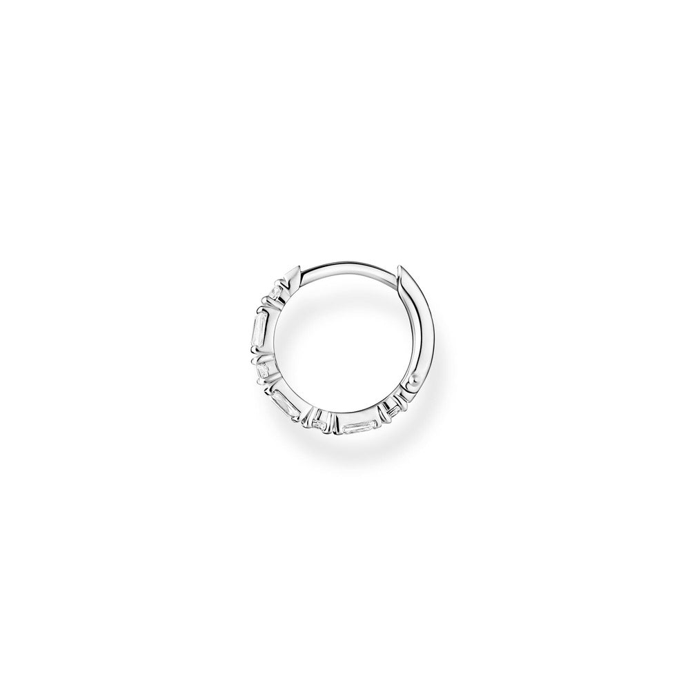 STERLING SILVER ZIRCONIA DANCING STONES HOOP EARRINGS