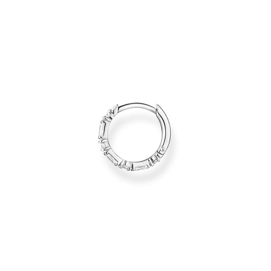 STERLING SILVER ZIRCONIA DANCING STONES HOOP EARRINGS