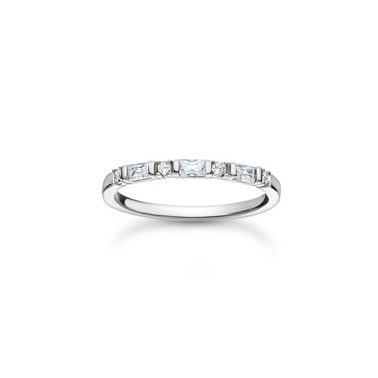 STERLING SILVER ZIRCONIA DANCING STONES RING
