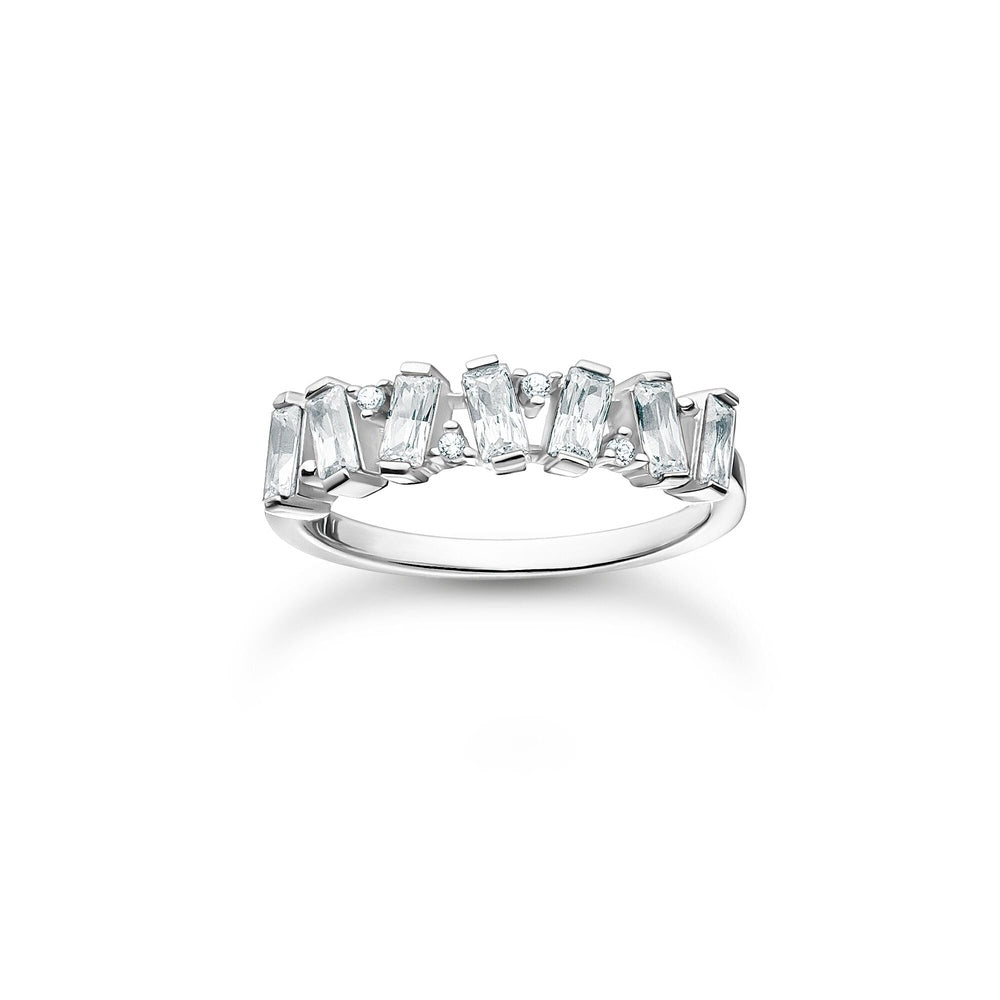 STERLING SILVER ZIRCONIA DANCING STONES RING
