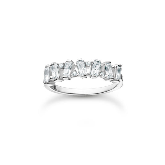 STERLING SILVER ZIRCONIA DANCING STONES RING