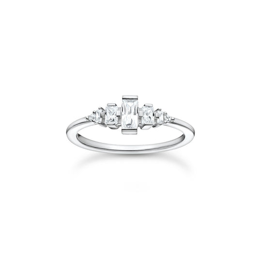 STERLING SILVER ZIRCONIA DANCING STONES RING 