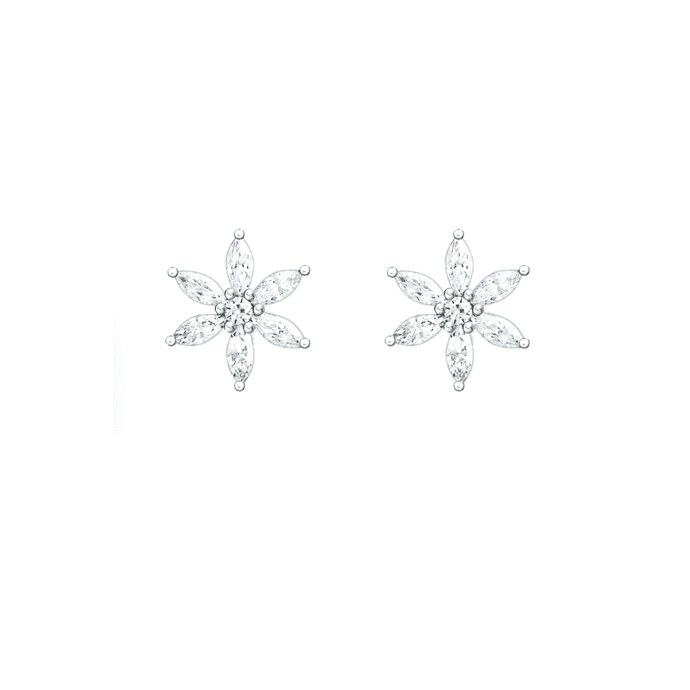 STERLING SILVER ZIRCONIA FLOWER STUD EARRINGS