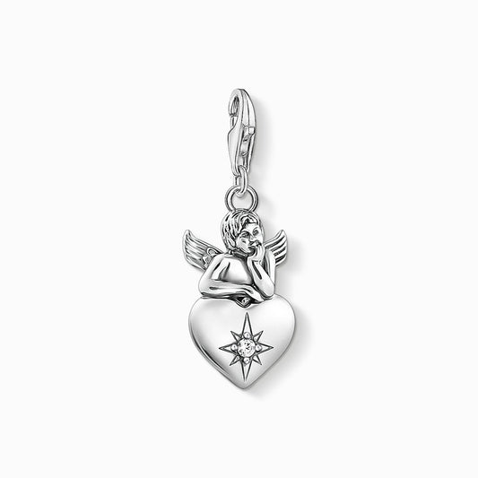 STERLING SILVER ZIRCONIA GUARDIAN ANGEL CHARM PENDANT
