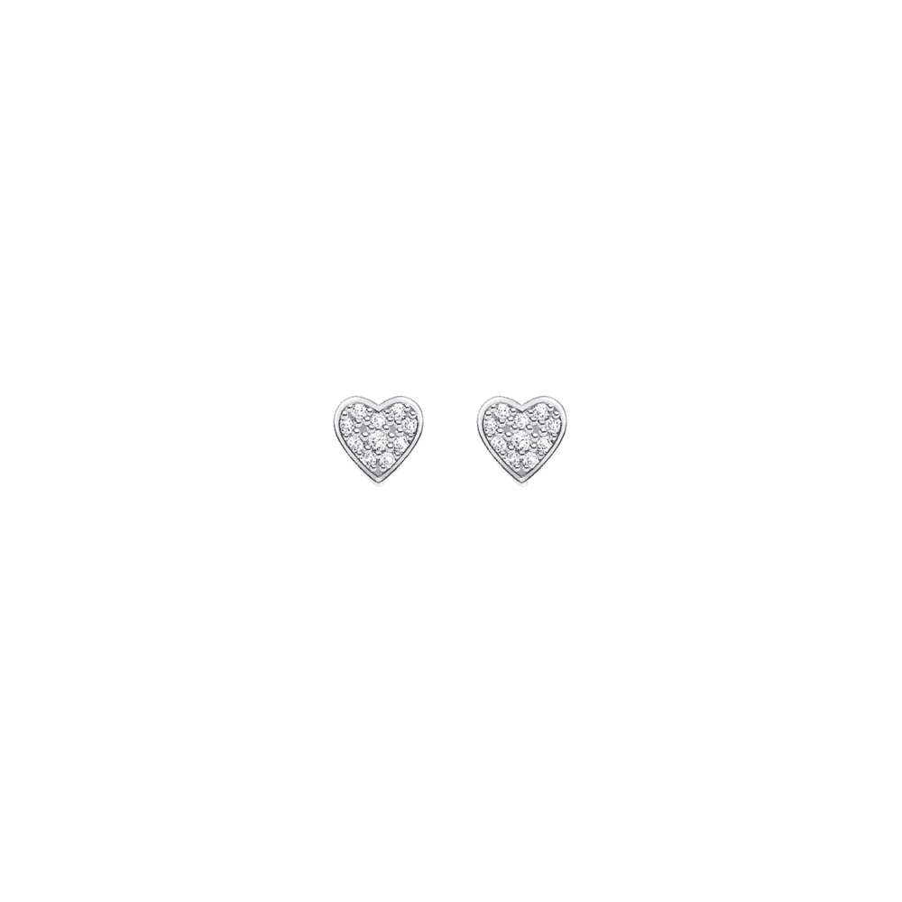 STERLING SILVER ZIRCONIA HEART STUD EARRINGS