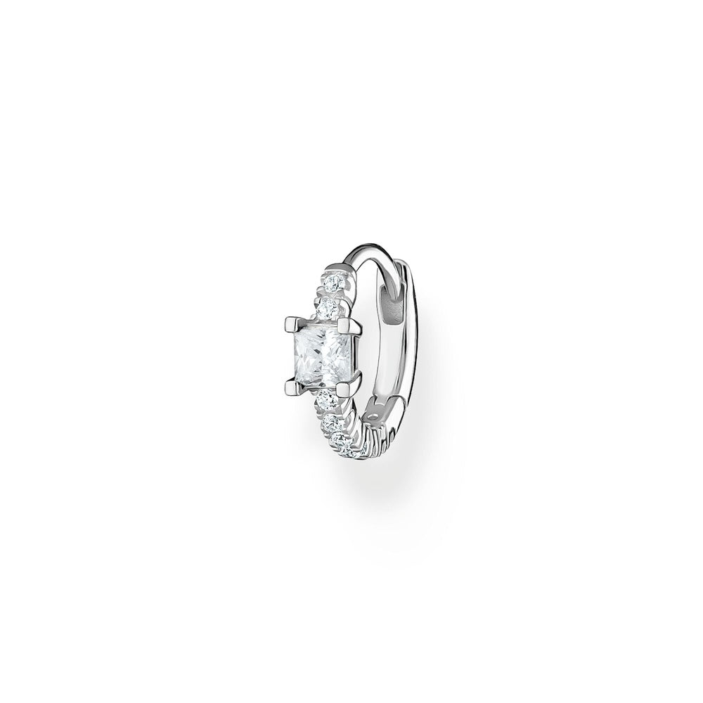 STERLING SILVER ZIRCONIA HOOP EARRINGS 