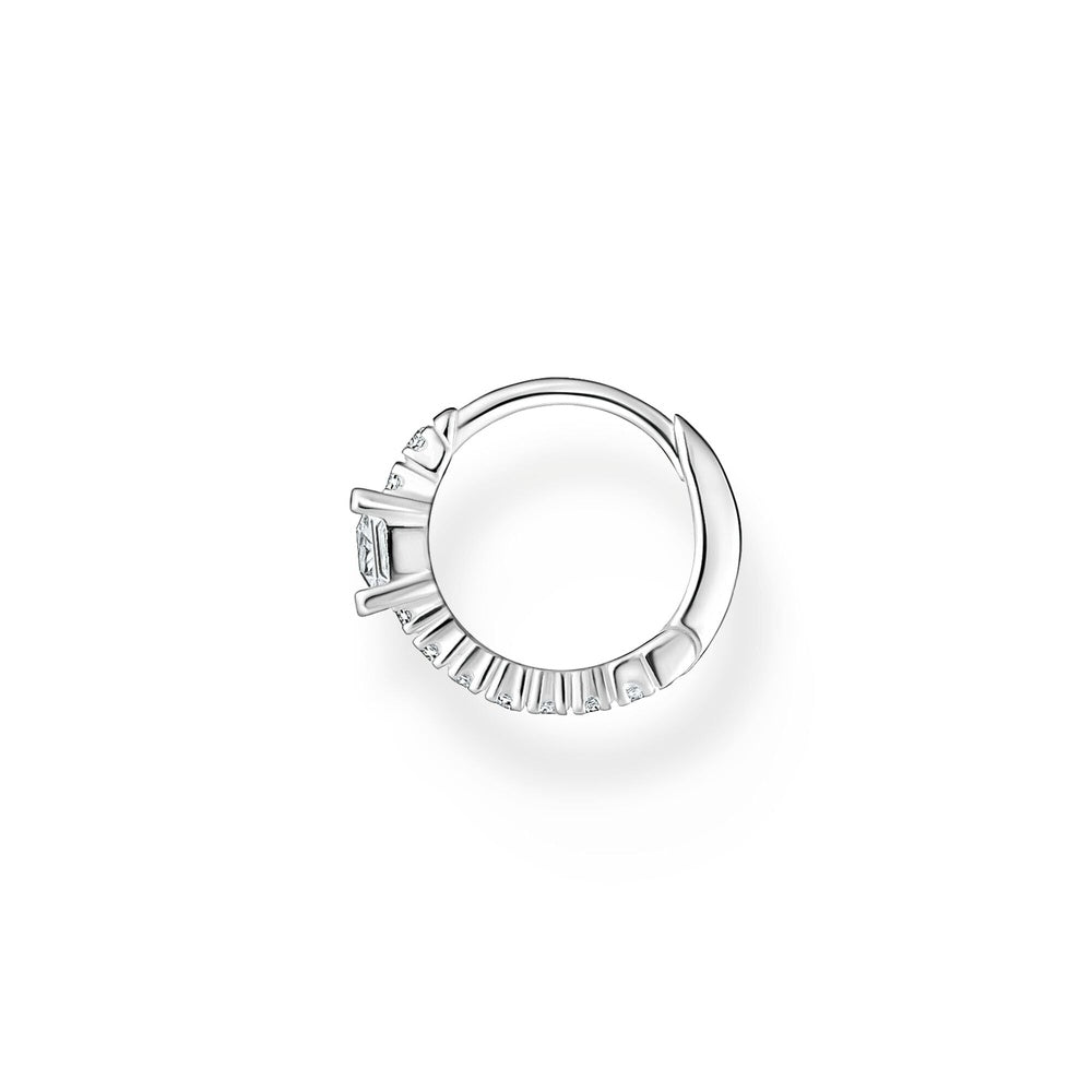 STERLING SILVER ZIRCONIA HOOP EARRINGS 