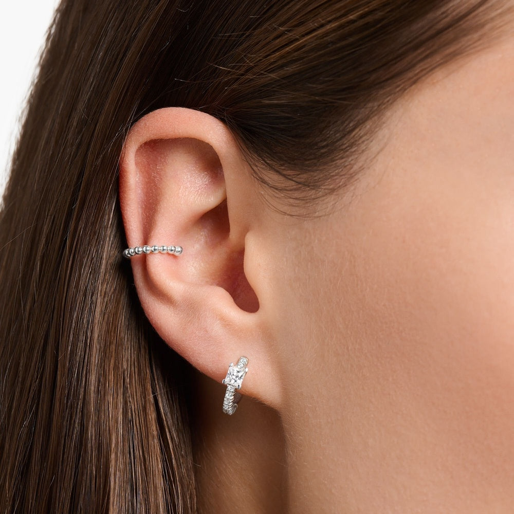STERLING SILVER ZIRCONIA HOOP EARRINGS 