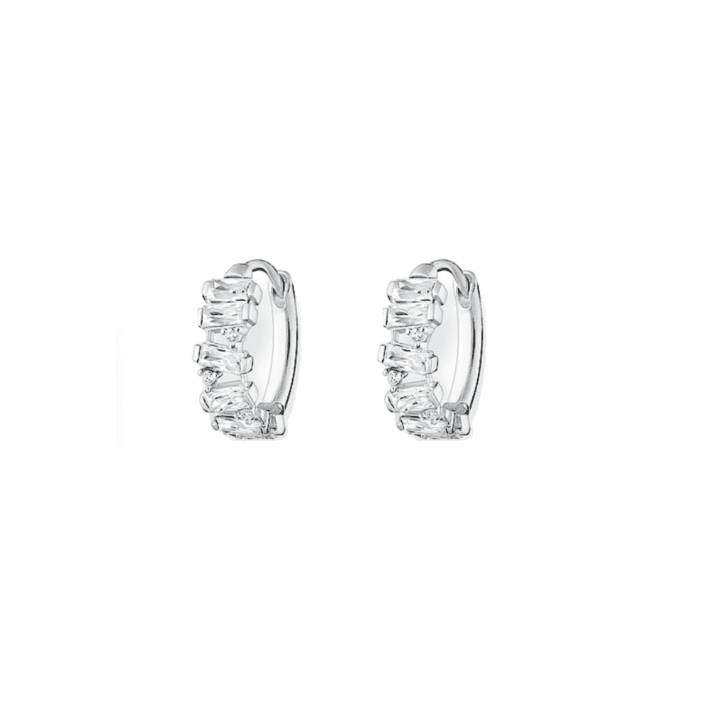 STERLING SILVER ZIRCONIA HOOP EARRINGS