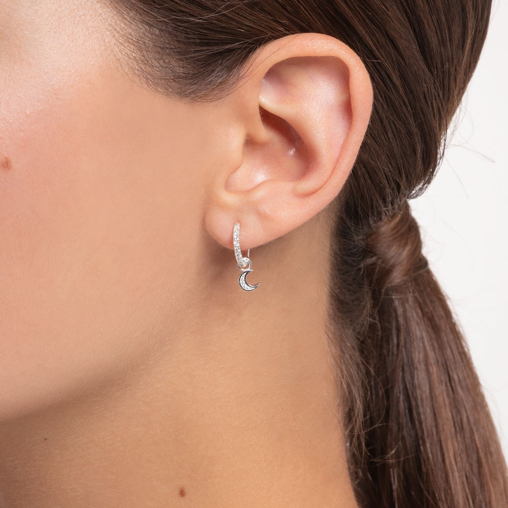 STERLING SILVER ZIRCONIA HOOP EARRINGS