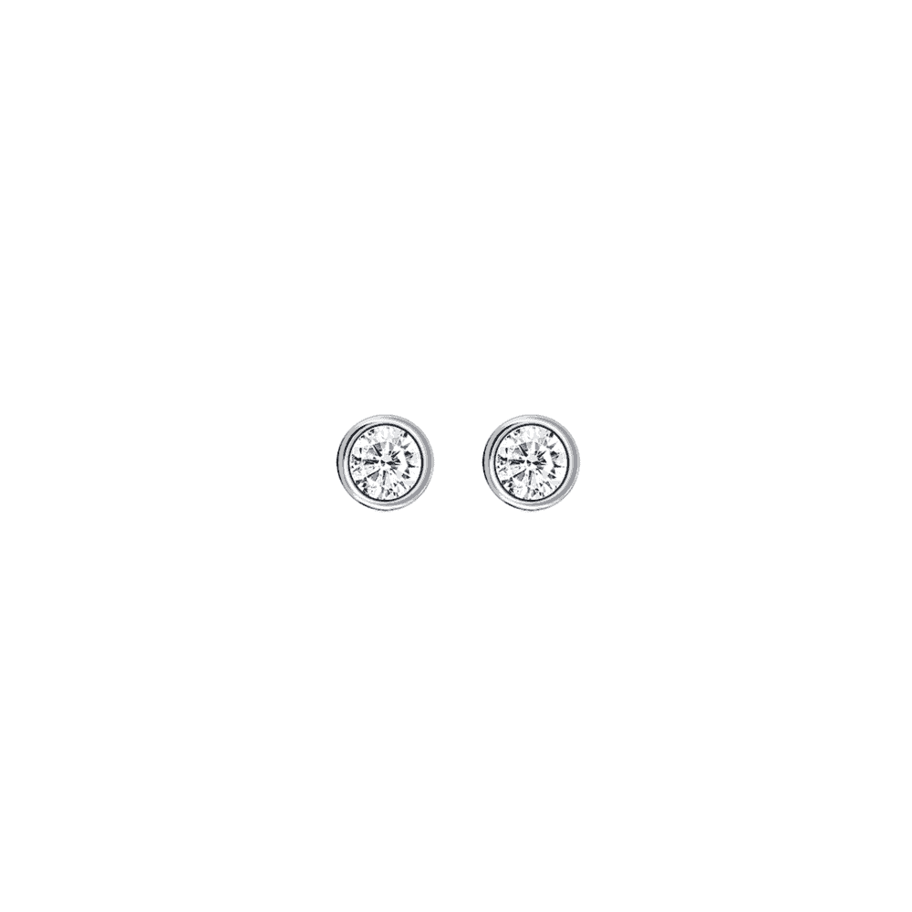 STERLING SILVER ZIRCONIA IN BEZEL SETTING STUD EARRINGS