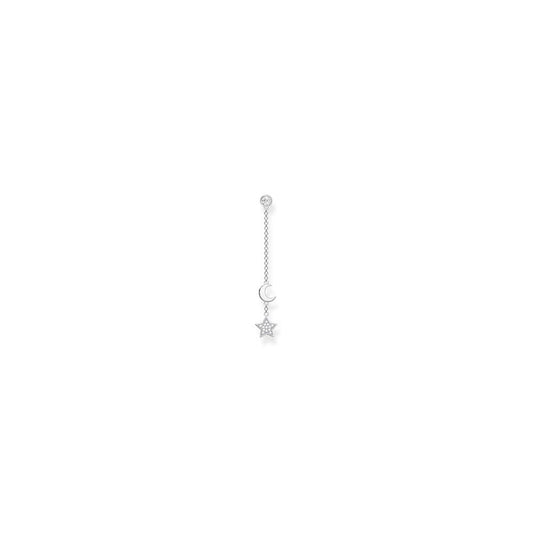STERLING SILVER ZIRCONIA MOON & STAR SINGLE DROP EARRING