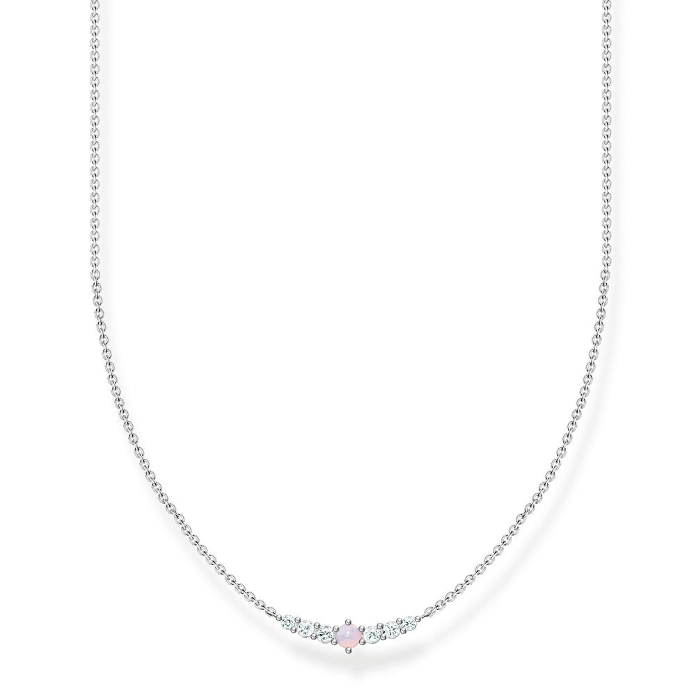 STERLING SILVER ZIRCONIA & OPAL PINK SHIMMERING TRUE ROMANCE VINTAGE NECKLACE