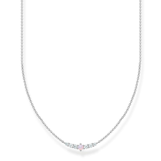 STERLING SILVER ZIRCONIA & OPAL PINK SHIMMERING TRUE ROMANCE VINTAGE NECKLACE