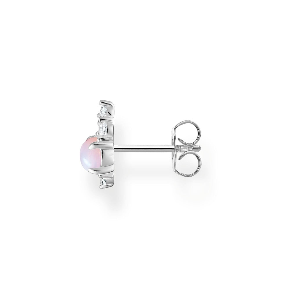 STERLING SILVER ZIRCONIA & OPAL SHIMMERING PINK TRUE ROMANCE VINTAGE STUD EARRINGS
