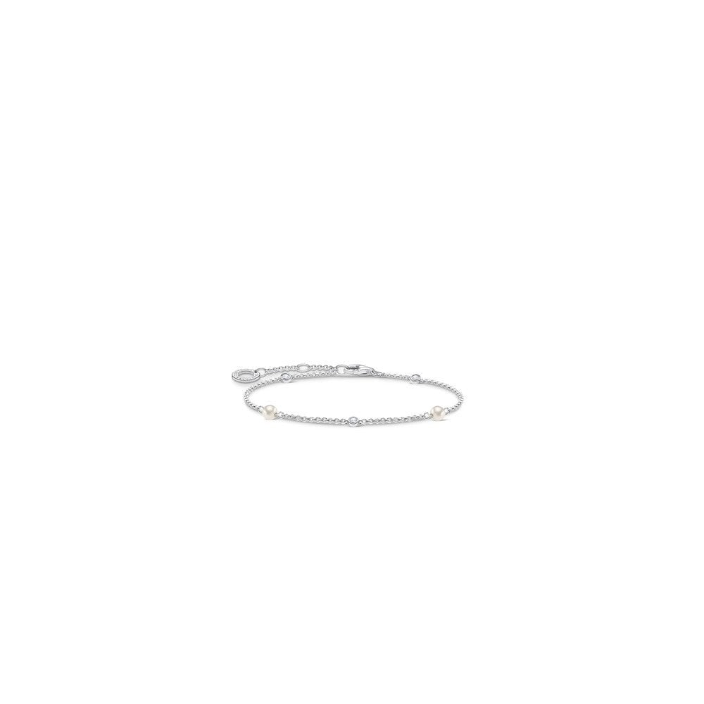 STERLING SILVER ZIRCONIA & PEARL BRACELET