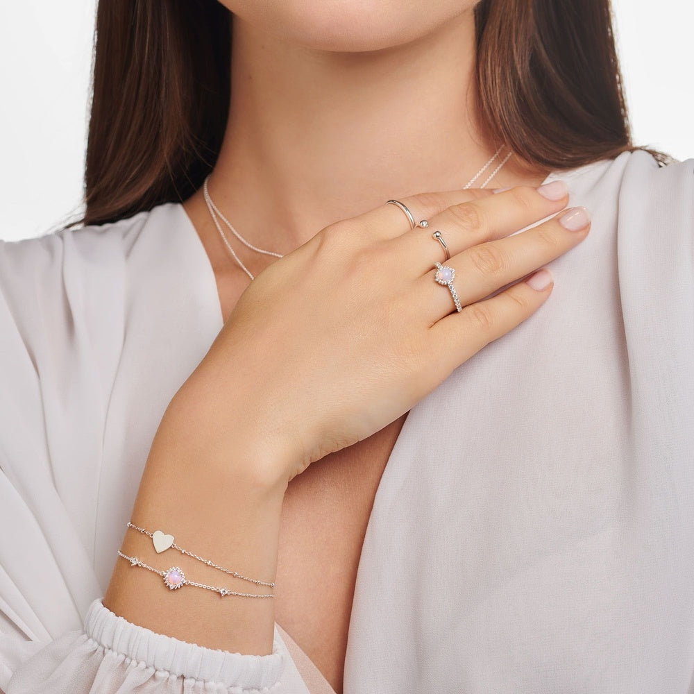 STERLING SILVER ZIRCONIA & PINK STONES TRUE ROMANCE RING