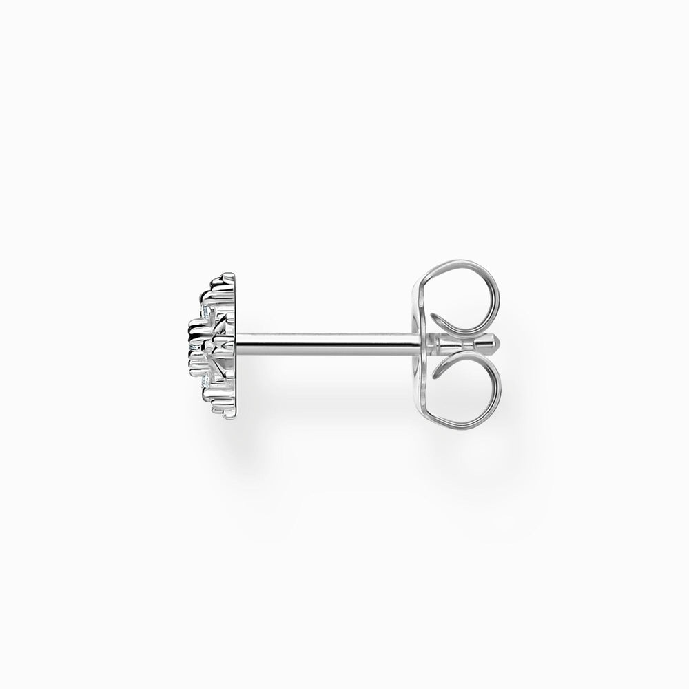 STERLING SILVER ZIRCONIA SNOWFLAKE STUD EARRINGS 