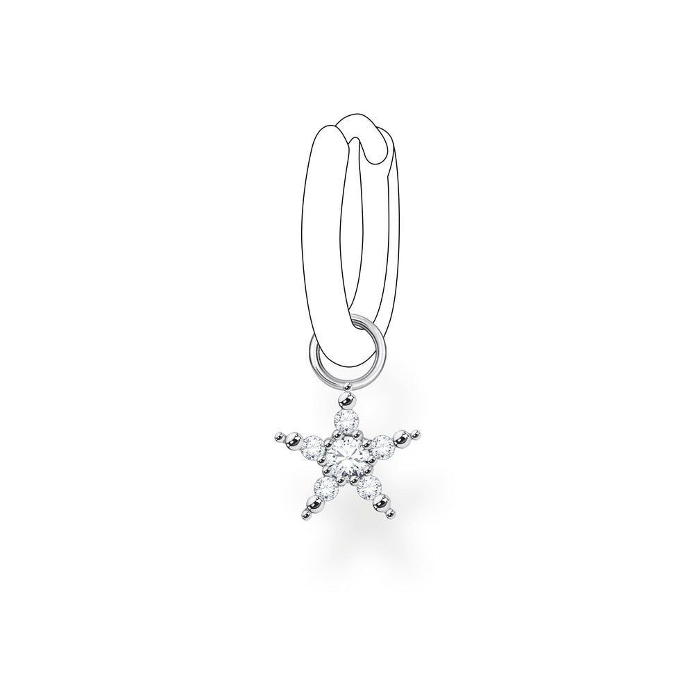 STERLING SILVER ZIRCONIA STAR EAR PENDANT