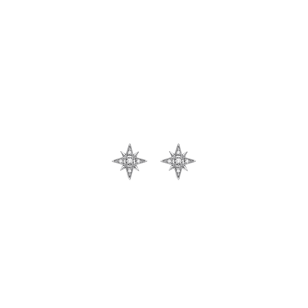 STERLING SILVER ZIRCONIA STAR STUD EARRINGS