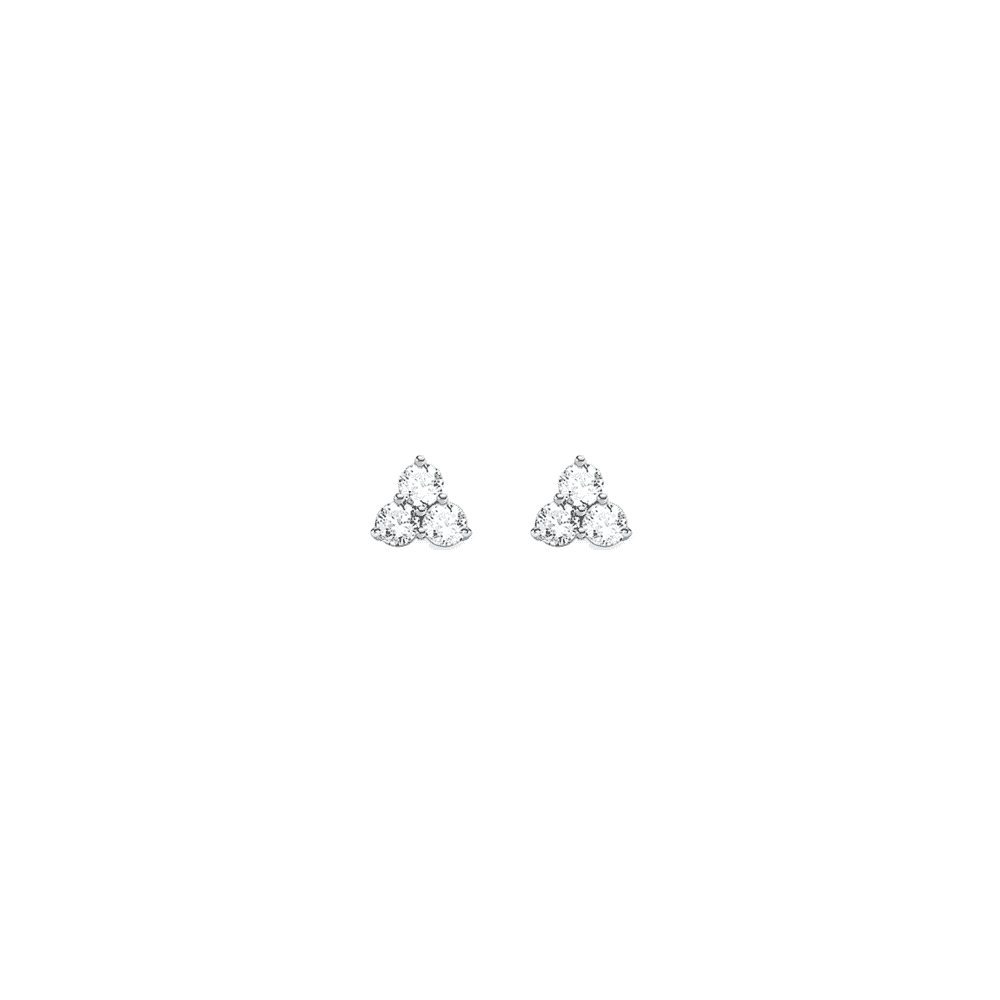STERLING SILVER ZIRCONIA TRIANGLE SHAPED STUD EARRINGS