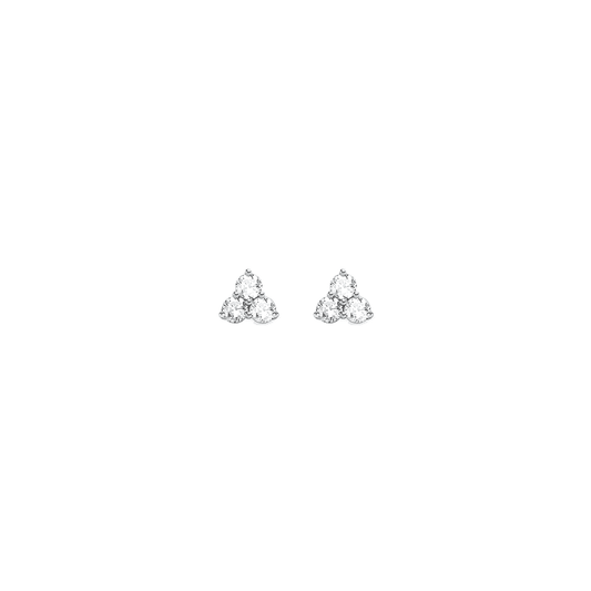 STERLING SILVER ZIRCONIA TRIANGLE SHAPED STUD EARRINGS