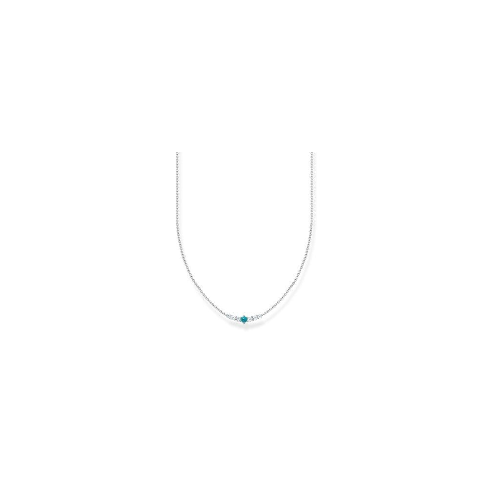 STERLING SILVER ZIRCONIA & TURQUOISE STONE NECKLACE