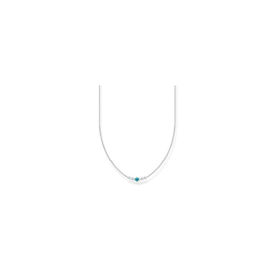STERLING SILVER ZIRCONIA & TURQUOISE STONE NECKLACE