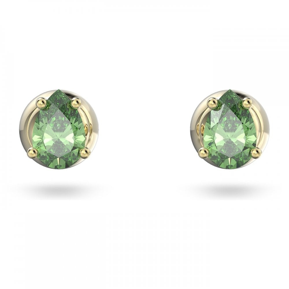 STILLA GREEN PEAR CUT GOLD TONE STUD EARRINGS