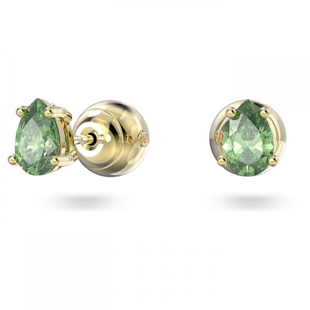 STILLA GREEN PEAR CUT GOLD TONE STUD EARRINGS