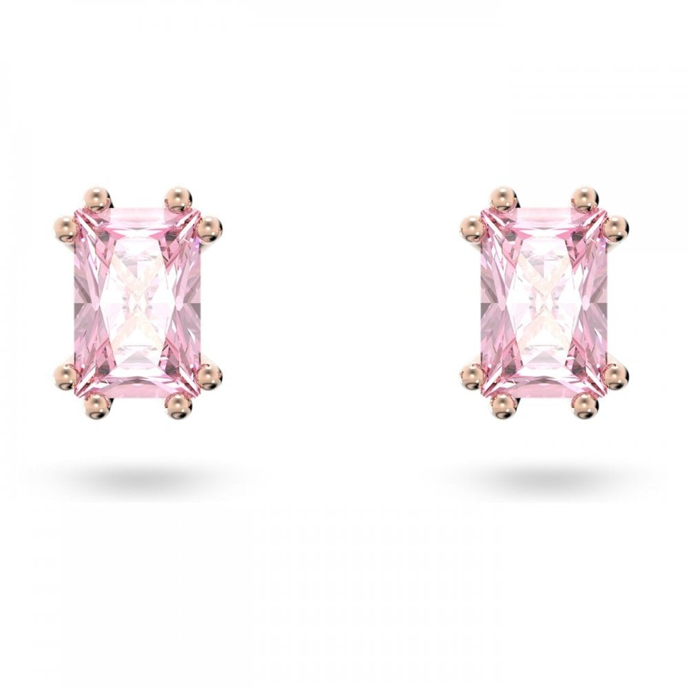 STILLA PINK CUSHION CUT ROSE GOLD TONE STUD EARRINGS 