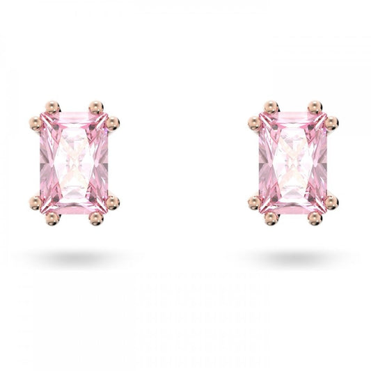 STILLA PINK CUSHION CUT ROSE GOLD TONE STUD EARRINGS 