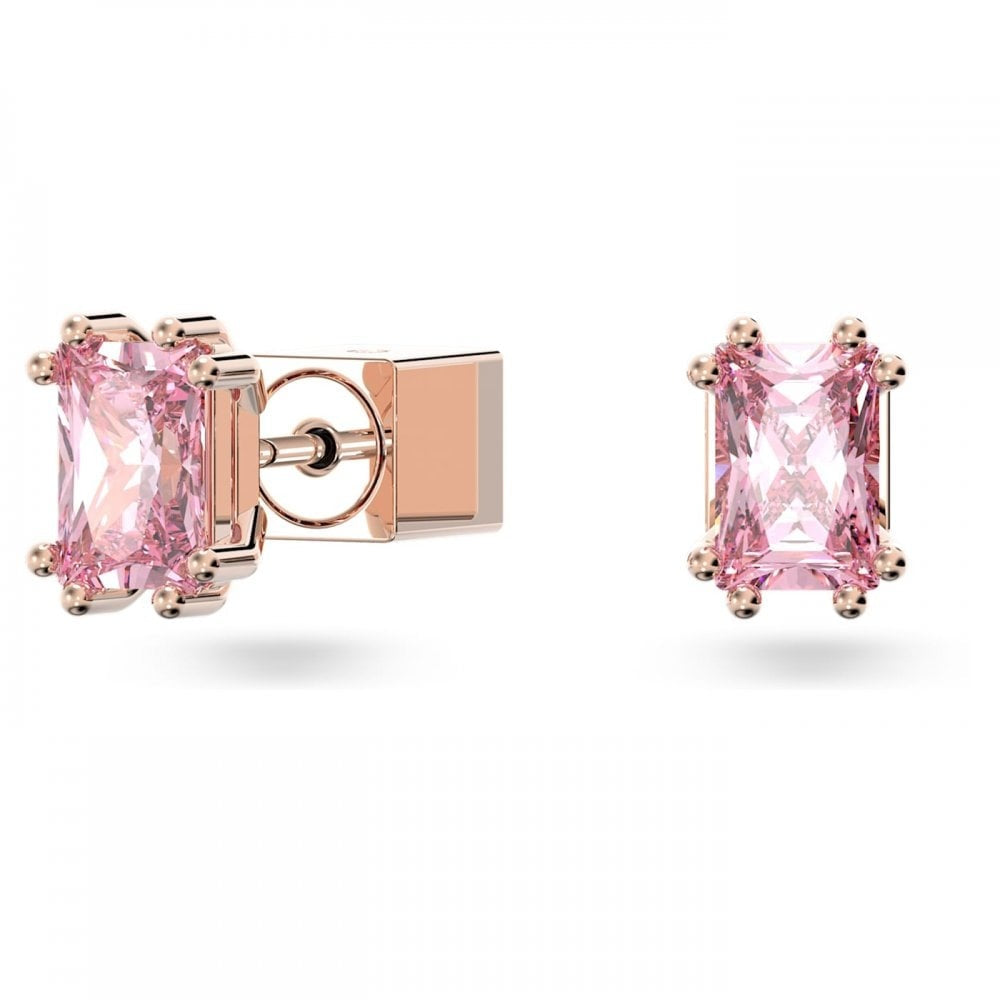 STILLA PINK CUSHION CUT ROSE GOLD TONE STUD EARRINGS 