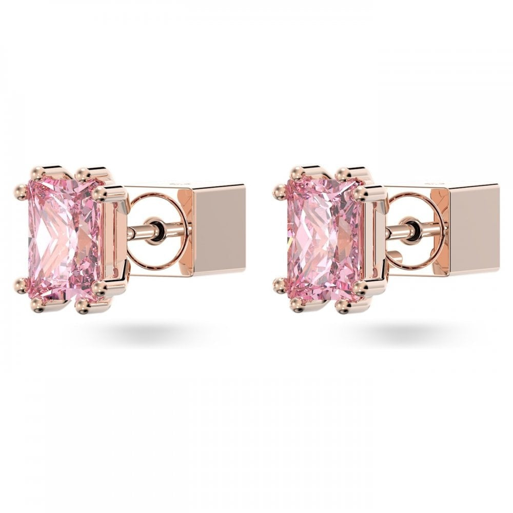 STILLA PINK CUSHION CUT ROSE GOLD TONE STUD EARRINGS 