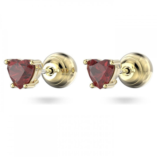 STILLA RED HEART GOLD TONE STUD EARRINGS 