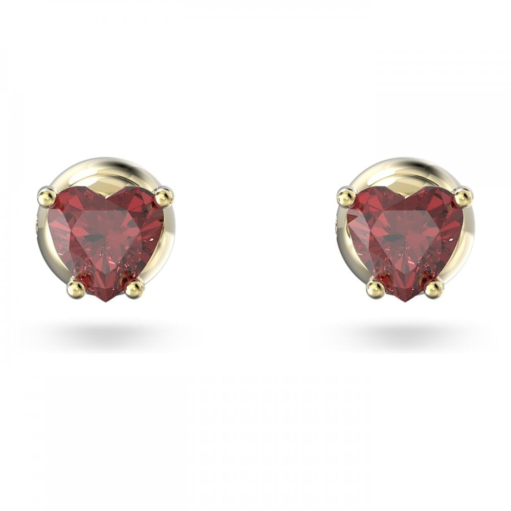 STILLA RED HEART GOLD TONE STUD EARRINGS 