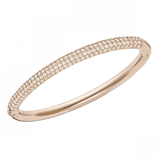 STONE BANGLE, WHITE SWAROVSKI CRYSTAL, ROSE-GOLD TONE PLATED