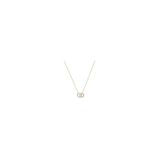 STONE INTERLOCKING CIRCLES NECKLACE, CLEAR CRYSTALS, RHODIUM & ROSE-GOLD TONE PLATED
