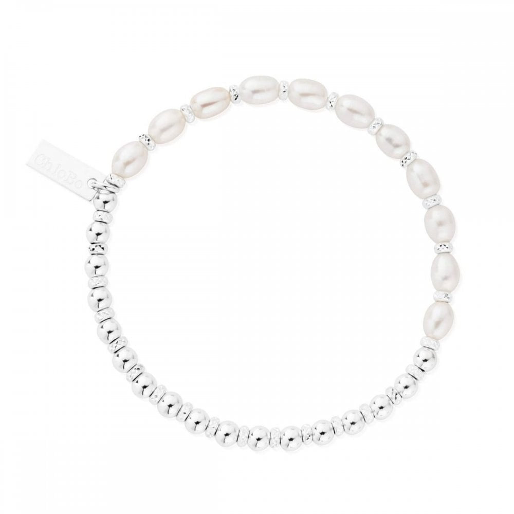 STORY OF LOVE STERLING SILVER FRESHWATER PEARL STACKING BRACELET