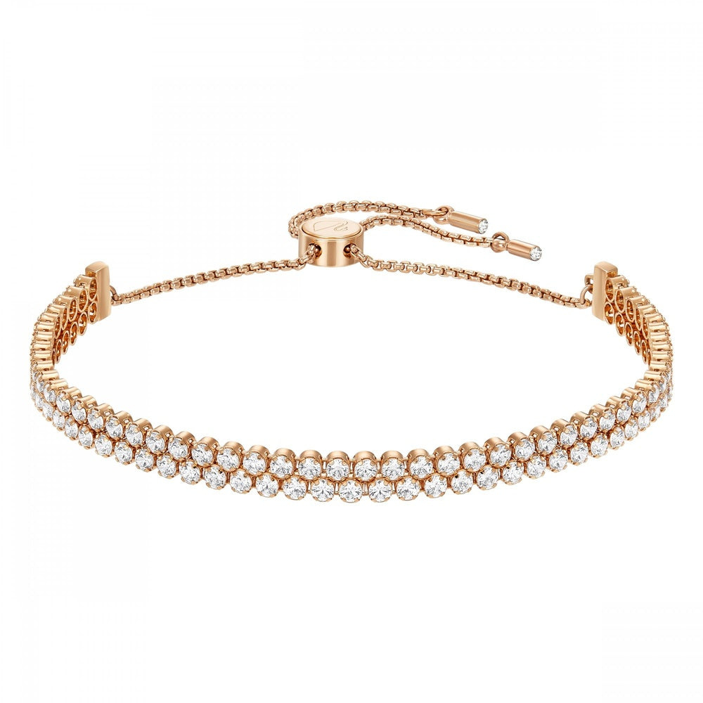 SUBTLE BRACELET, WHITE SWAROVSKI CRYSTALS, ROSE-GOLD TONE PLATED