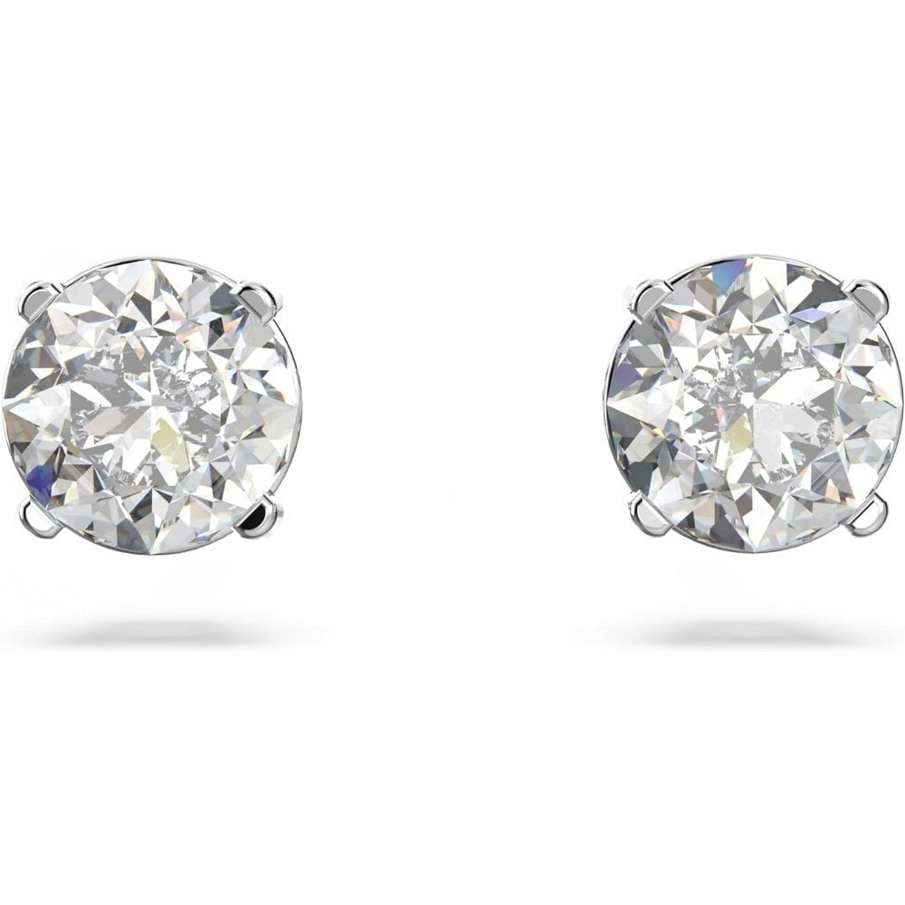 SWAROVSKI ATTRACT ROUND CUT WHITE RHODIUM PLATED STUD EARRINGS