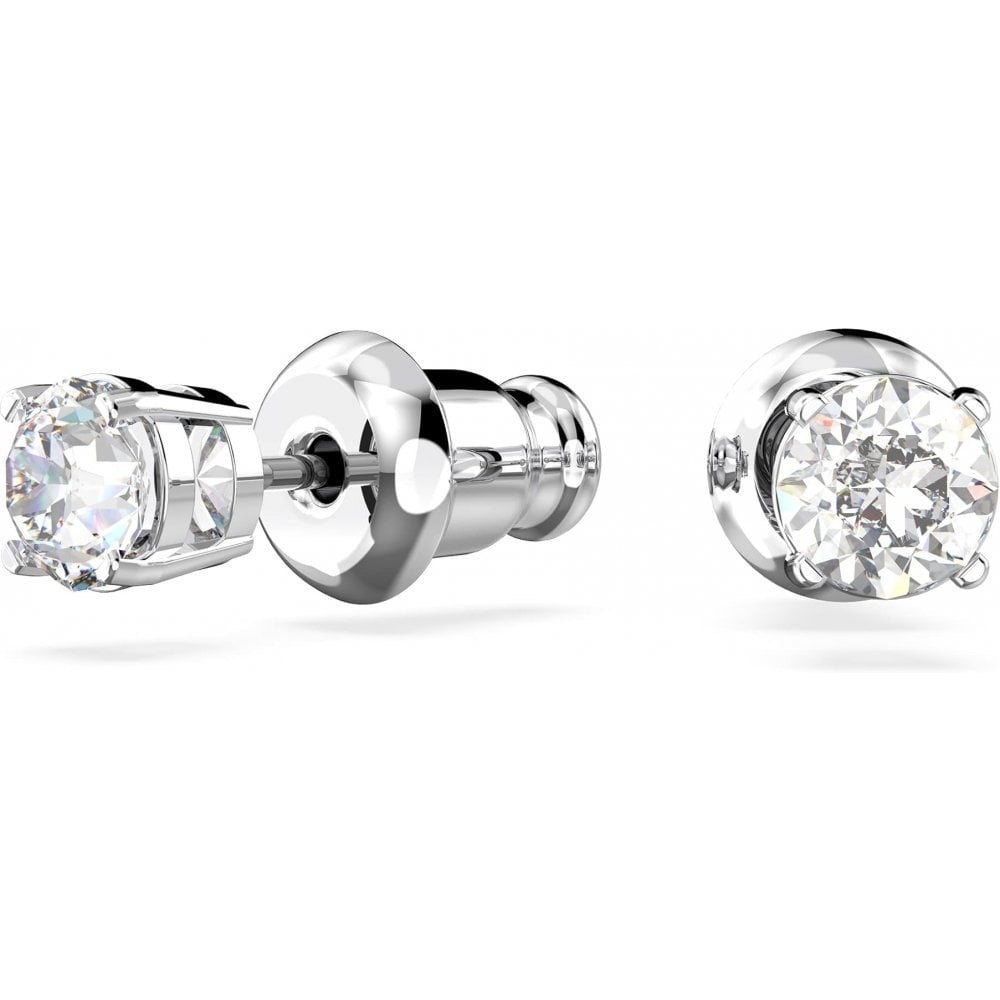 SWAROVSKI ATTRACT ROUND CUT WHITE RHODIUM PLATED STUD EARRINGS
