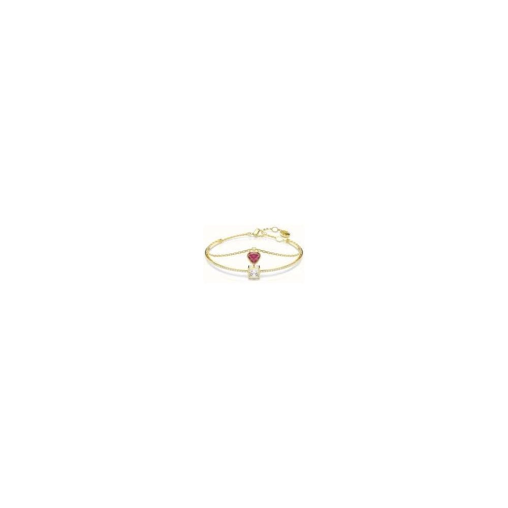 SWAROVSKI CHROMA BANGLE HEART RED GOLD-TONED PLATED BANGLE