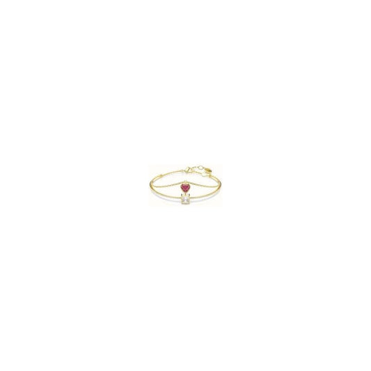 SWAROVSKI CHROMA BANGLE HEART RED GOLD-TONED PLATED BANGLE