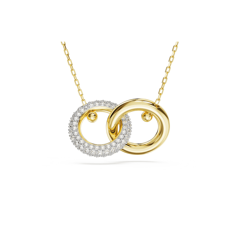 SWAROVSKI DEXTERA INTERLOCKING LOOP WHITE GOLD-TONE PLATED PENDANT