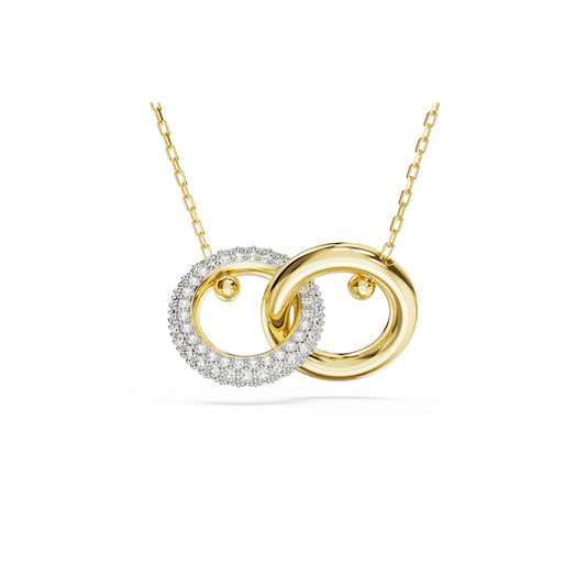 SWAROVSKI DEXTERA INTERLOCKING LOOP WHITE GOLD-TONE PLATED PENDANT