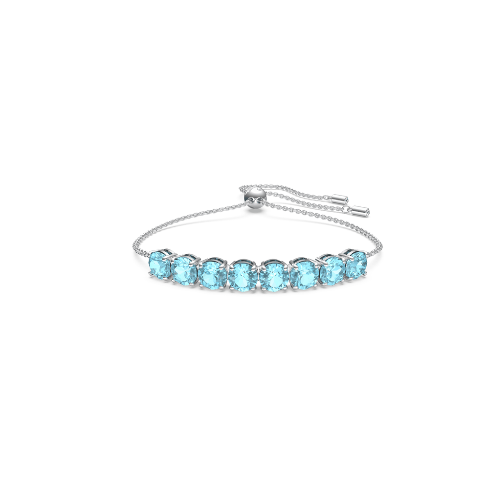 SWAROVSKI EXALTA BRACELET AQUAMARINE CRYSTALS RHODIUM PLATED