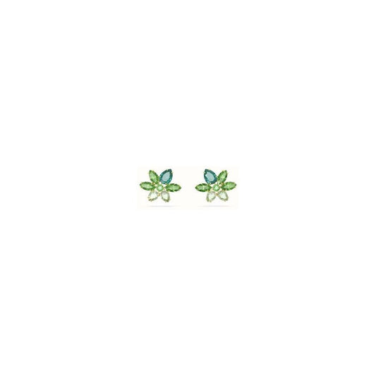 SWAROVSKI GEMA GREEN CRYSTAL GOLD-TONE PLATED STUD EARRINGS